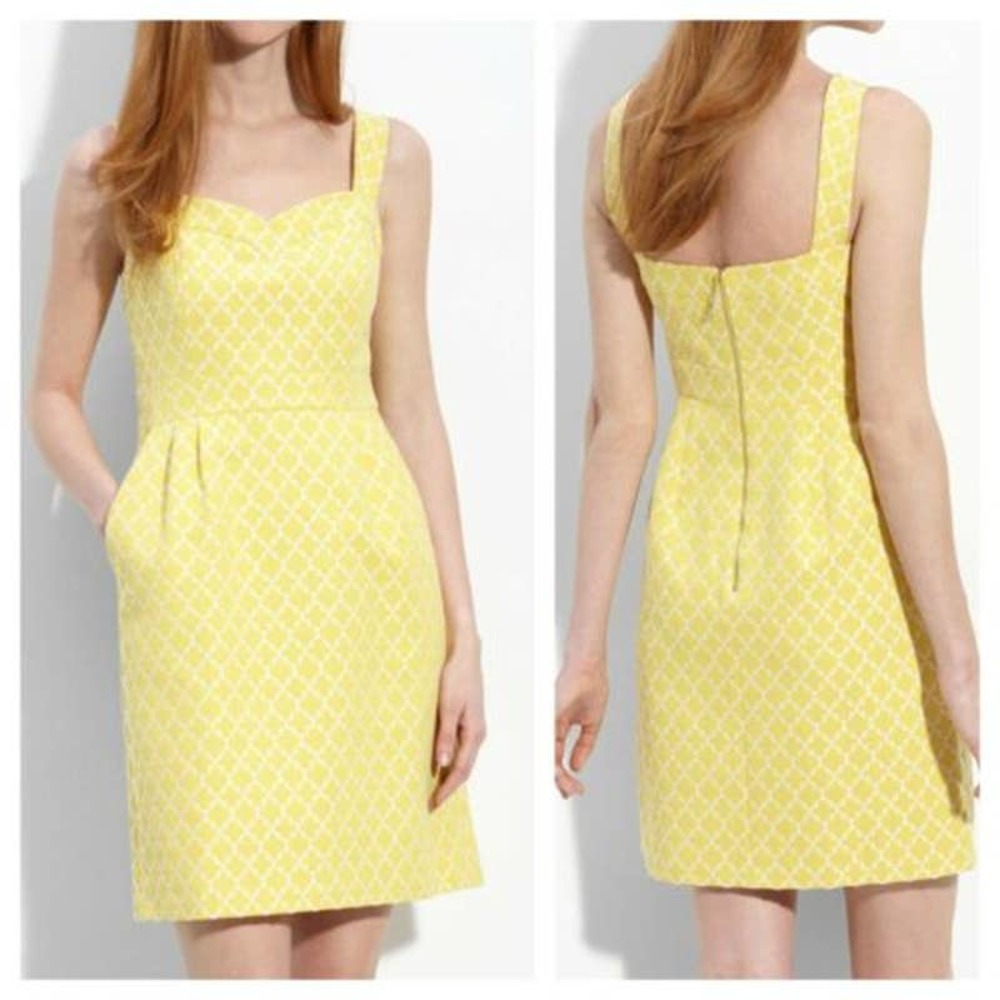 Kate Spade Yellow Hilary Sweetheart Neck Dress 10